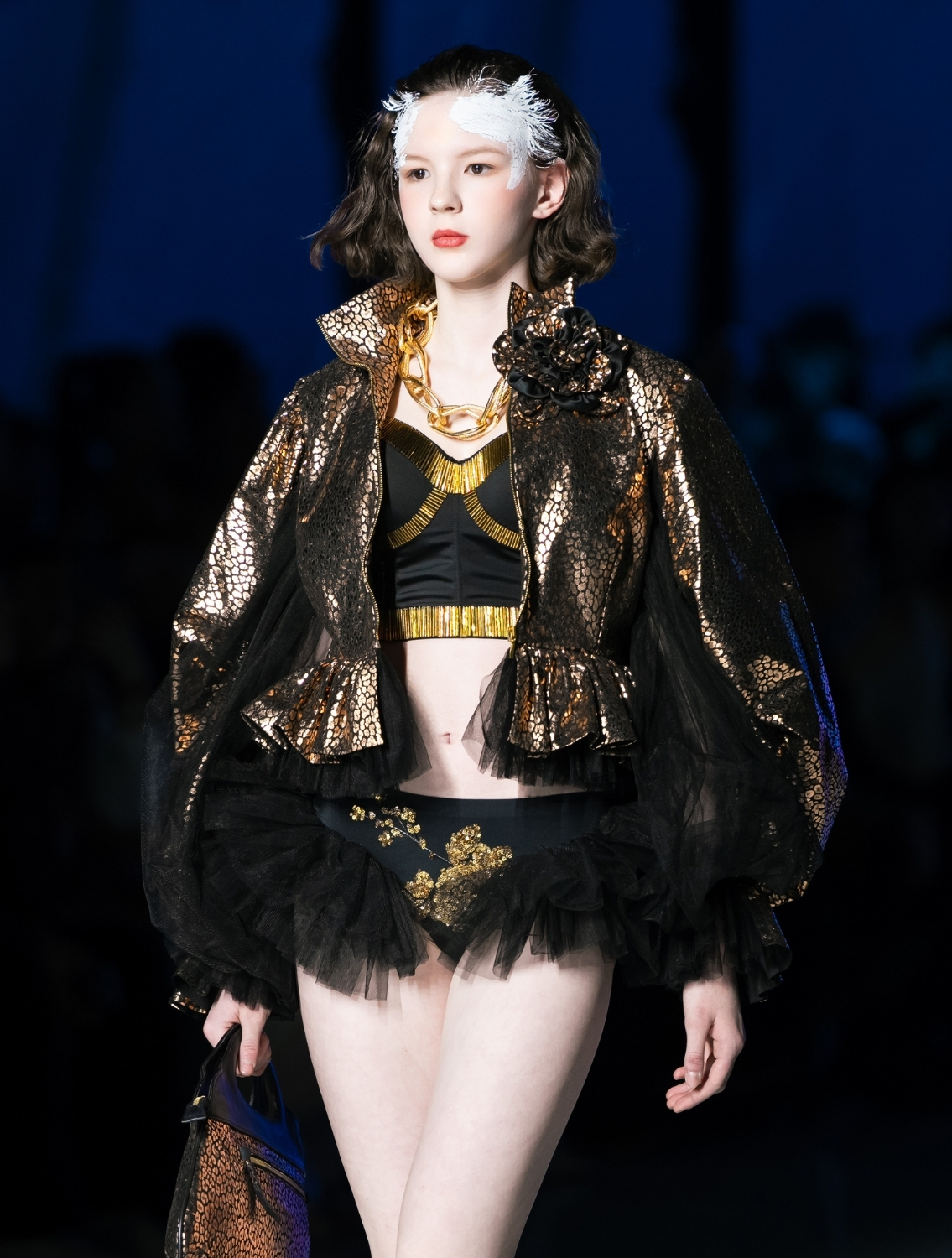 Veyra Foil Printed Bomber Jacket