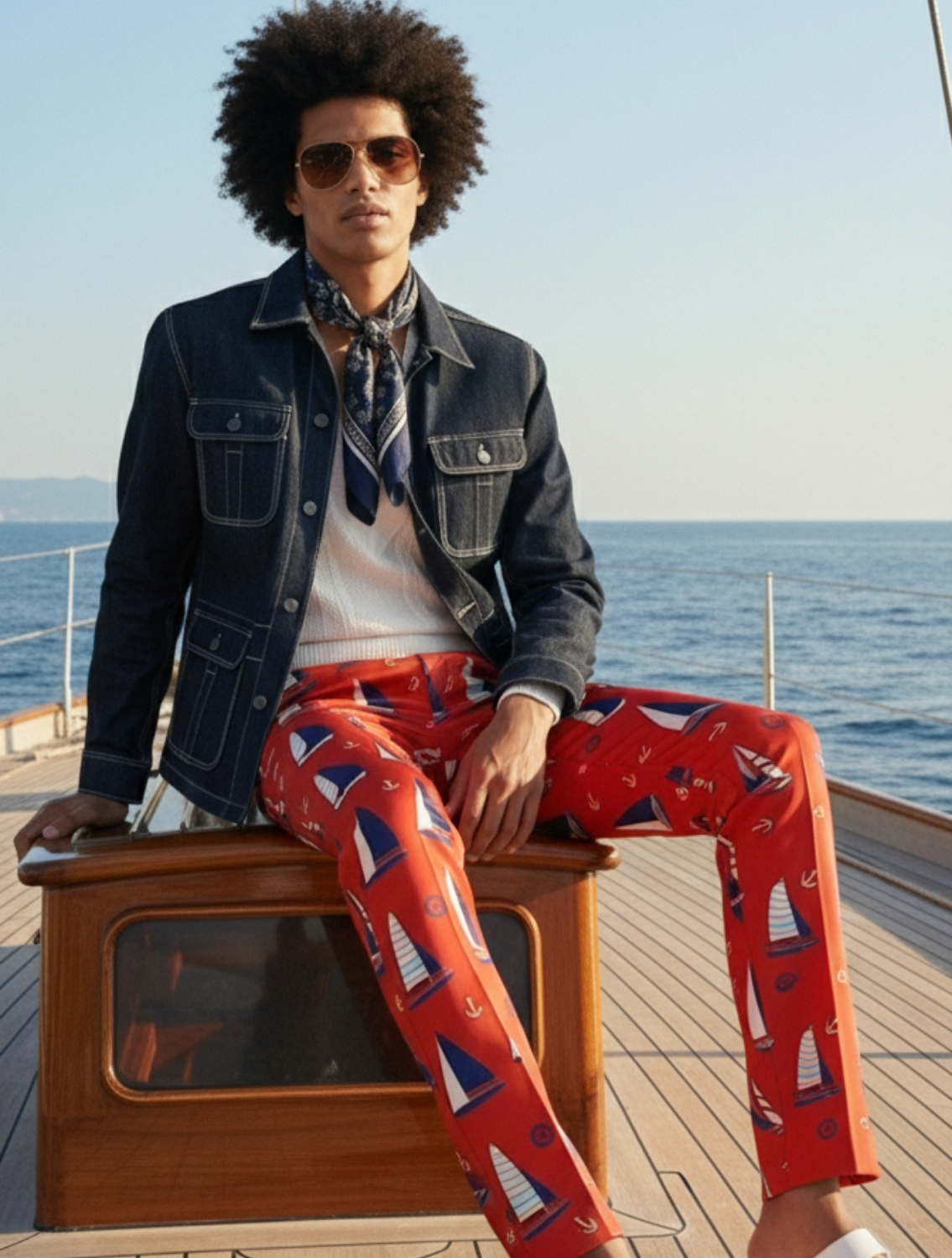 Yacht Red Printed Trousers