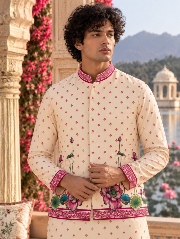 Image of Sabhya Lotus Linen Bundi
