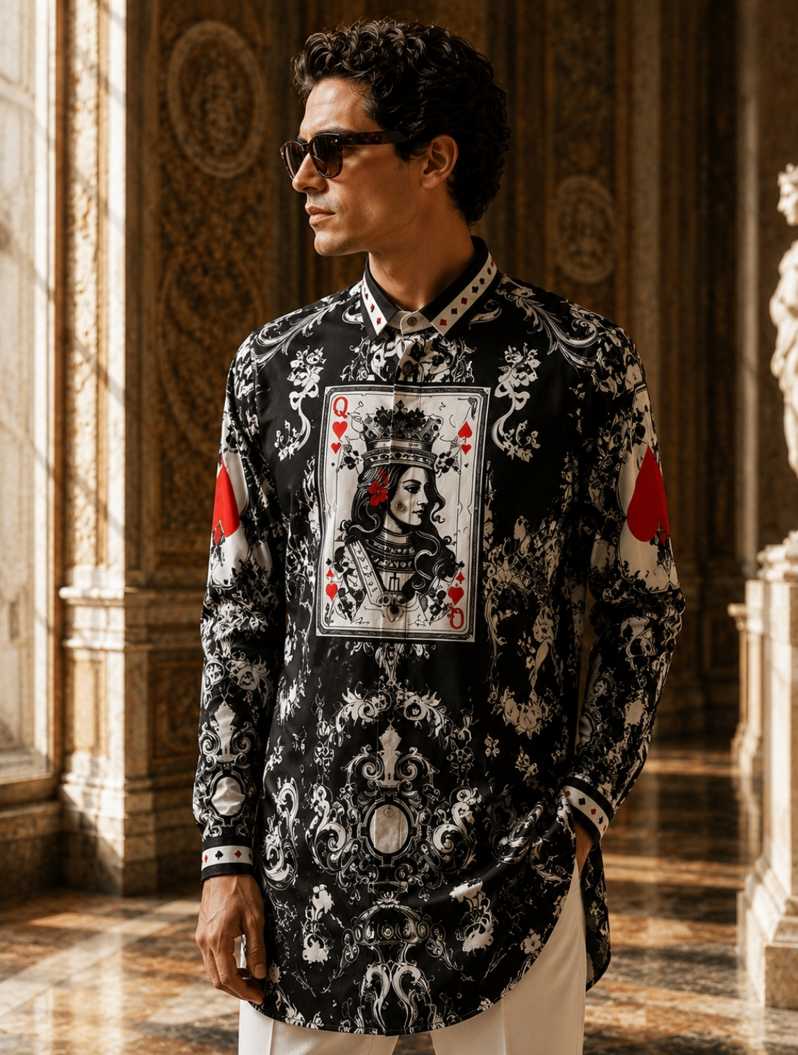 Queen Black Engineered Printed Kurta