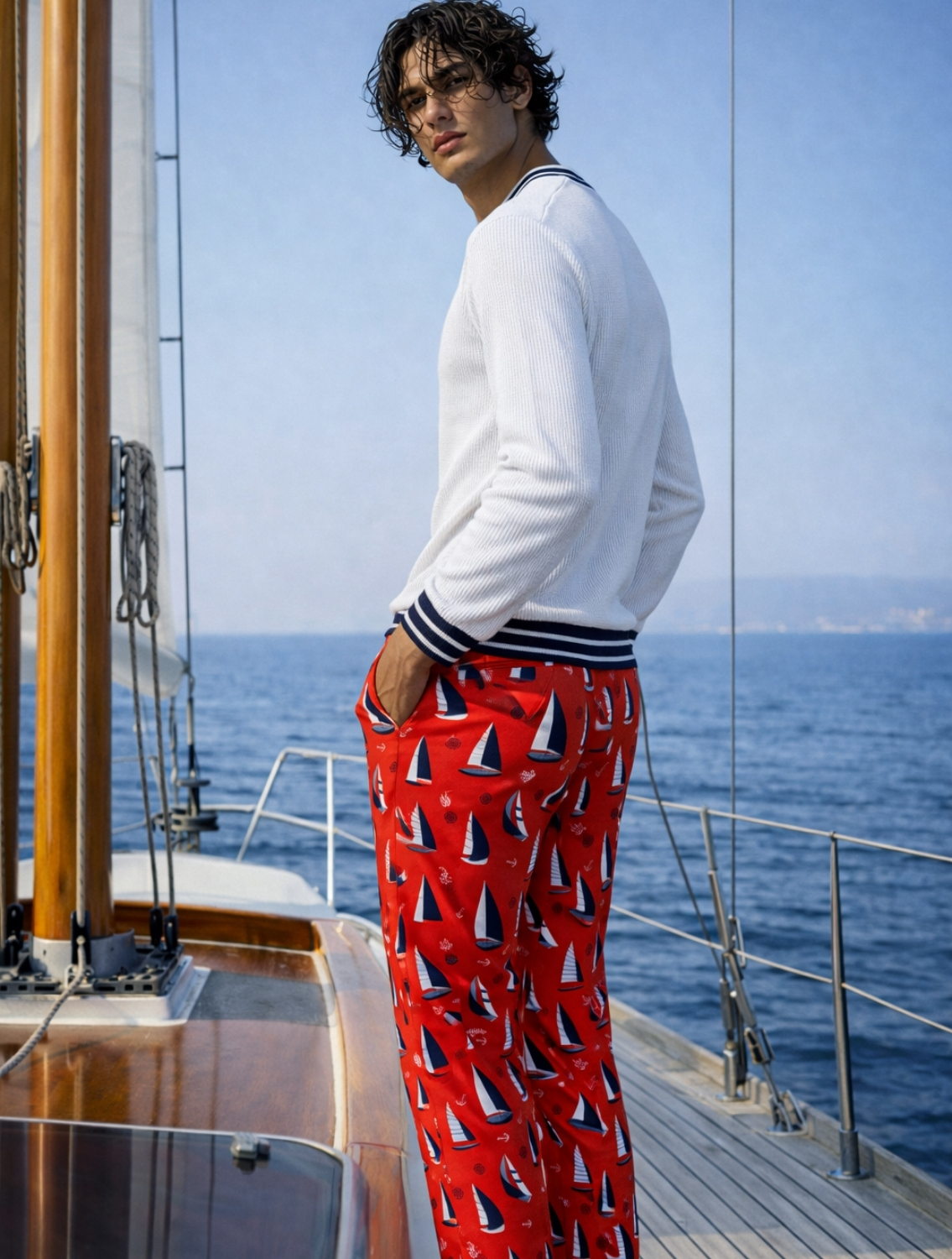 Yacht Red Printed TrousersYacht Red Printed Trousers