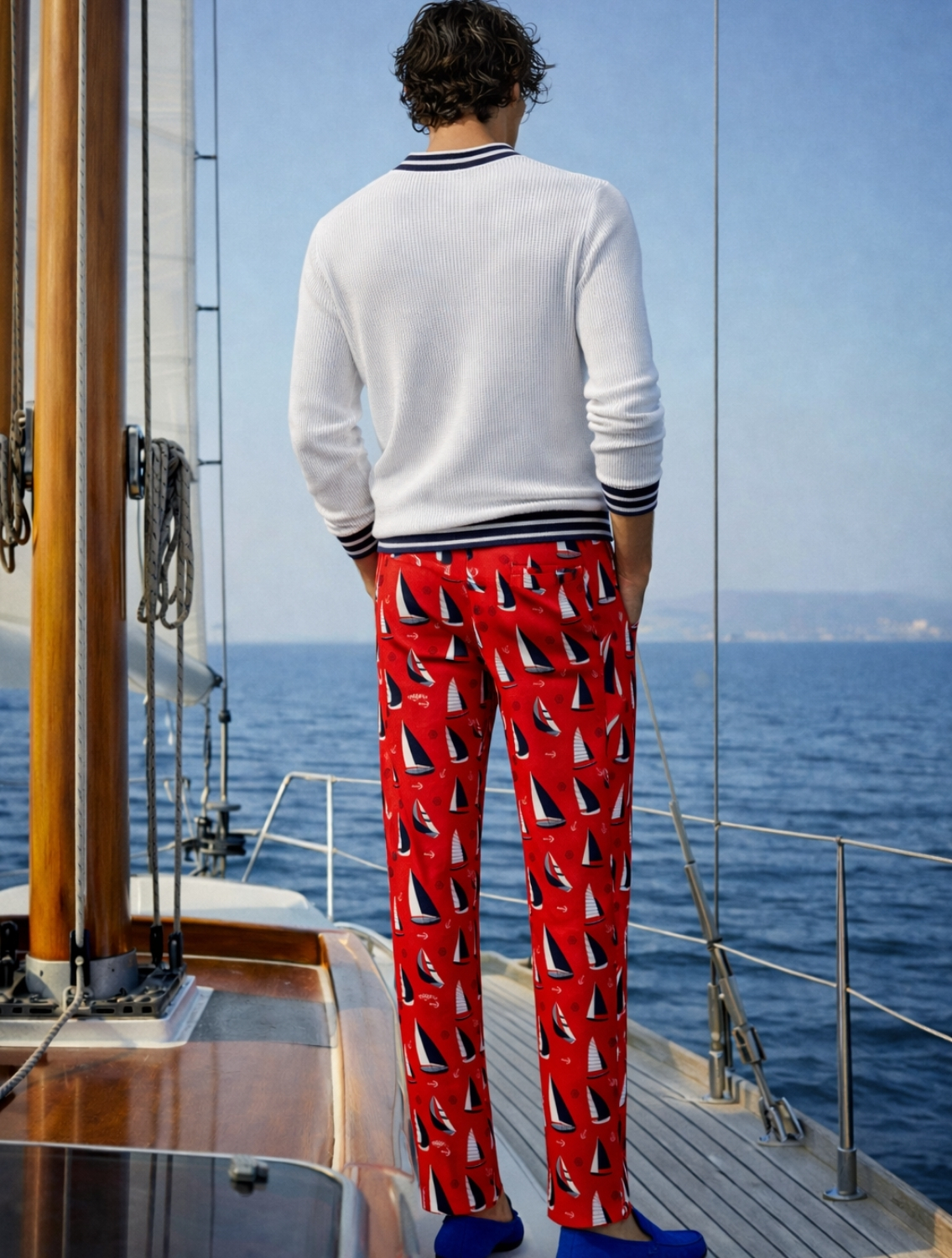 Yacht Red Printed Trousers