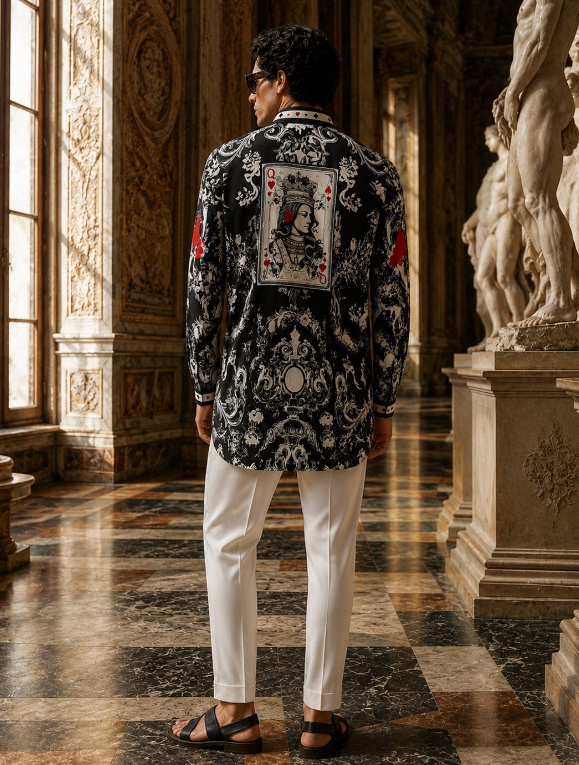 Queen Black Engineered Printed Kurta