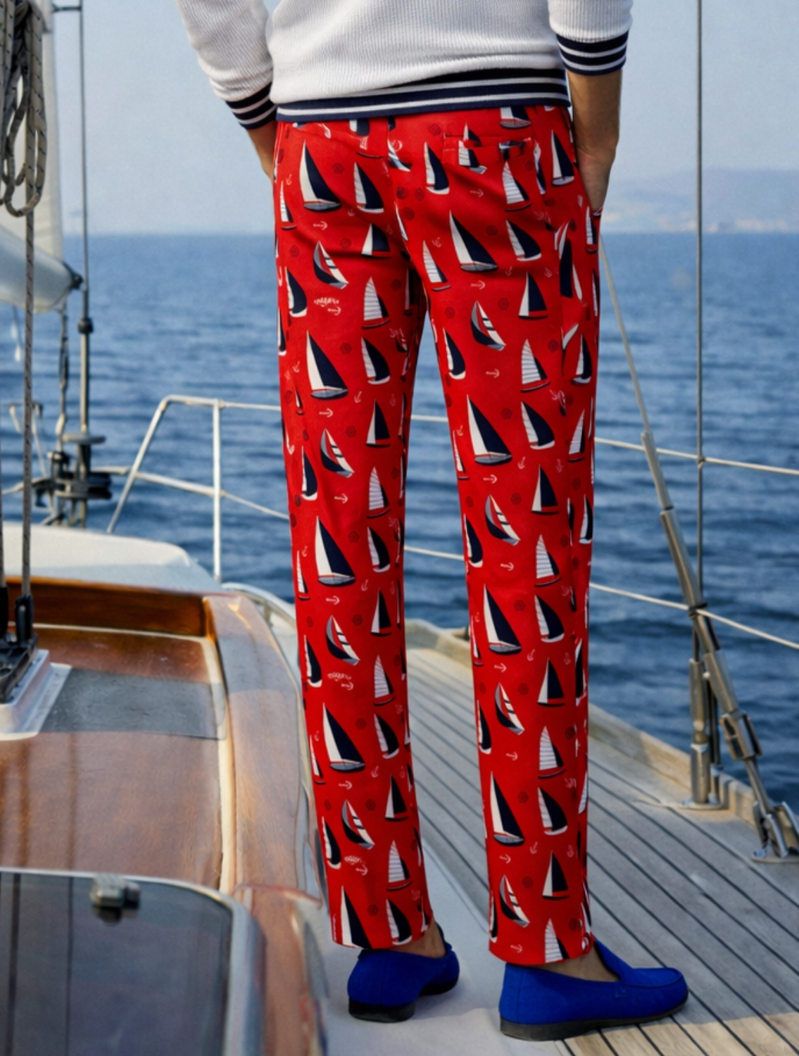 Yacht Red Printed Trousers