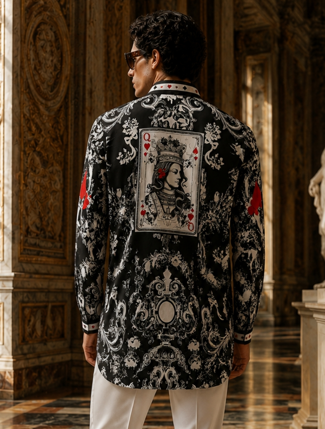 Queen Black Engineered Printed Kurta