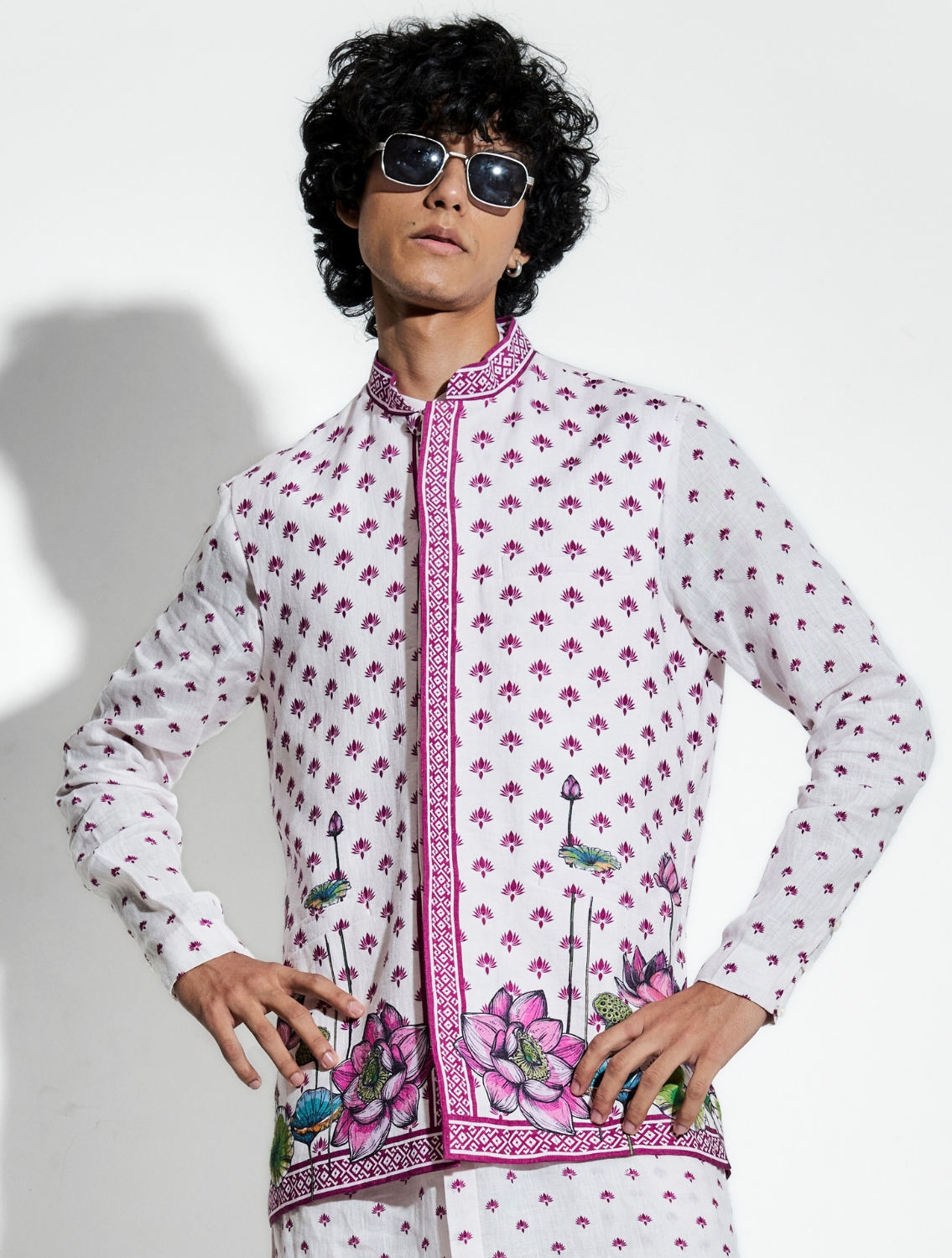 Pink Lotus Linen Bundi