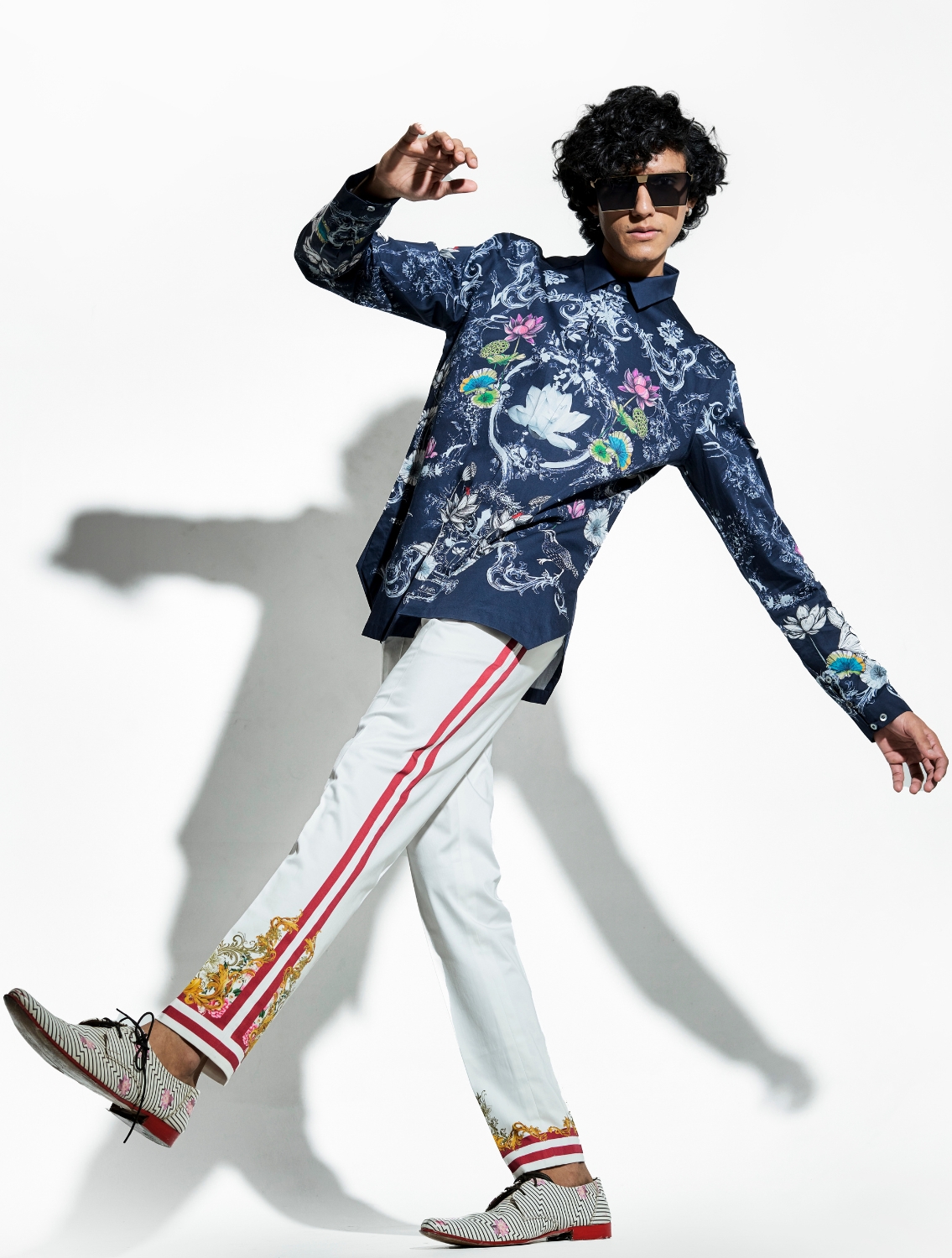 Navy Bloom Engineered Printed Shirt