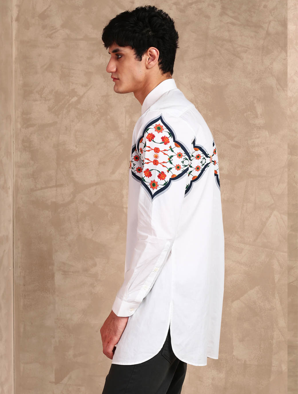 White Shirt with Central Varanasi Print