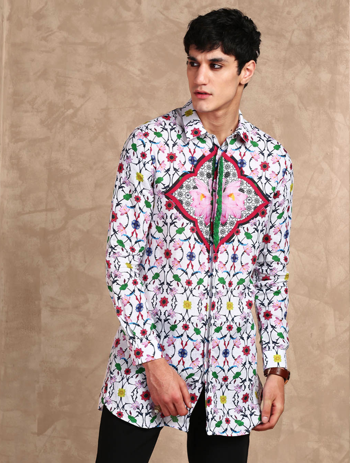 Nelumbo Linen Shirt in Patoj print