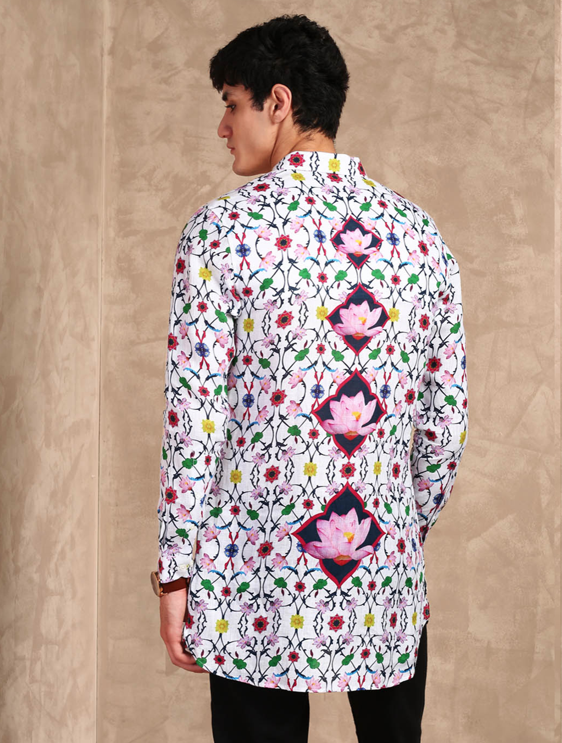 Linen Shirt in floro-geometric Patoj print