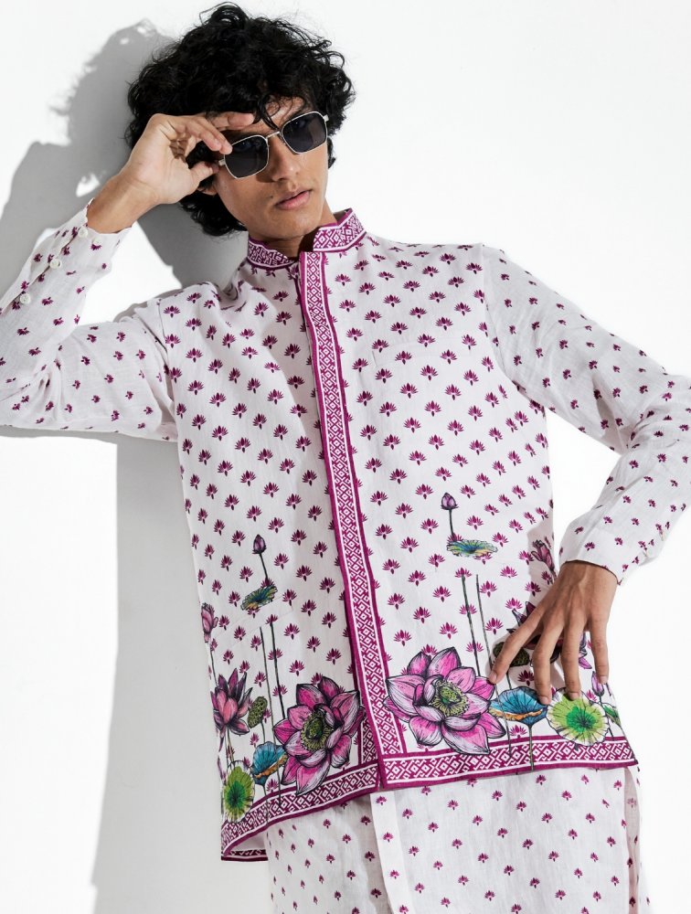 Image of Pink Lotus Linen Bundi