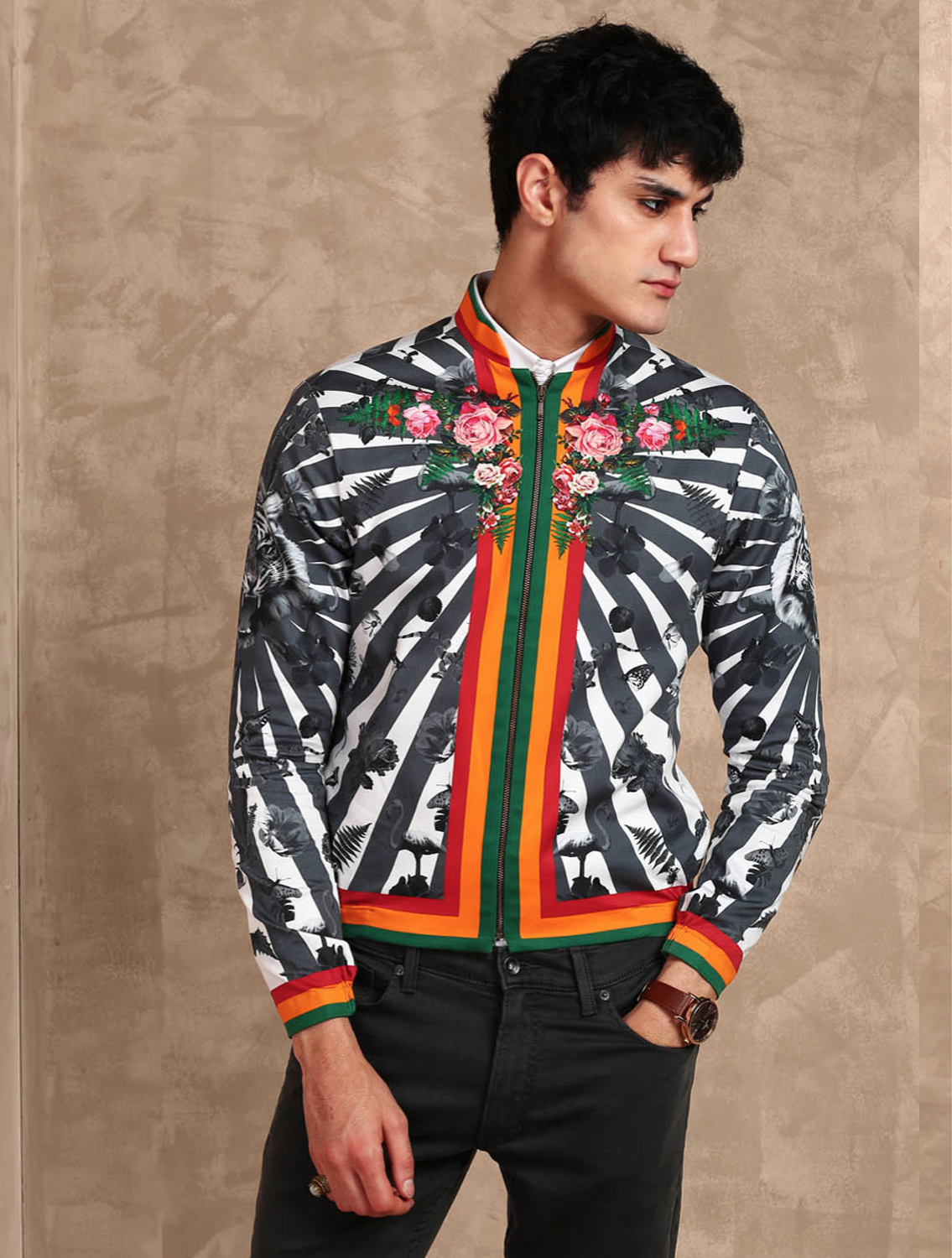 Tiger Printed Bomber Jacket