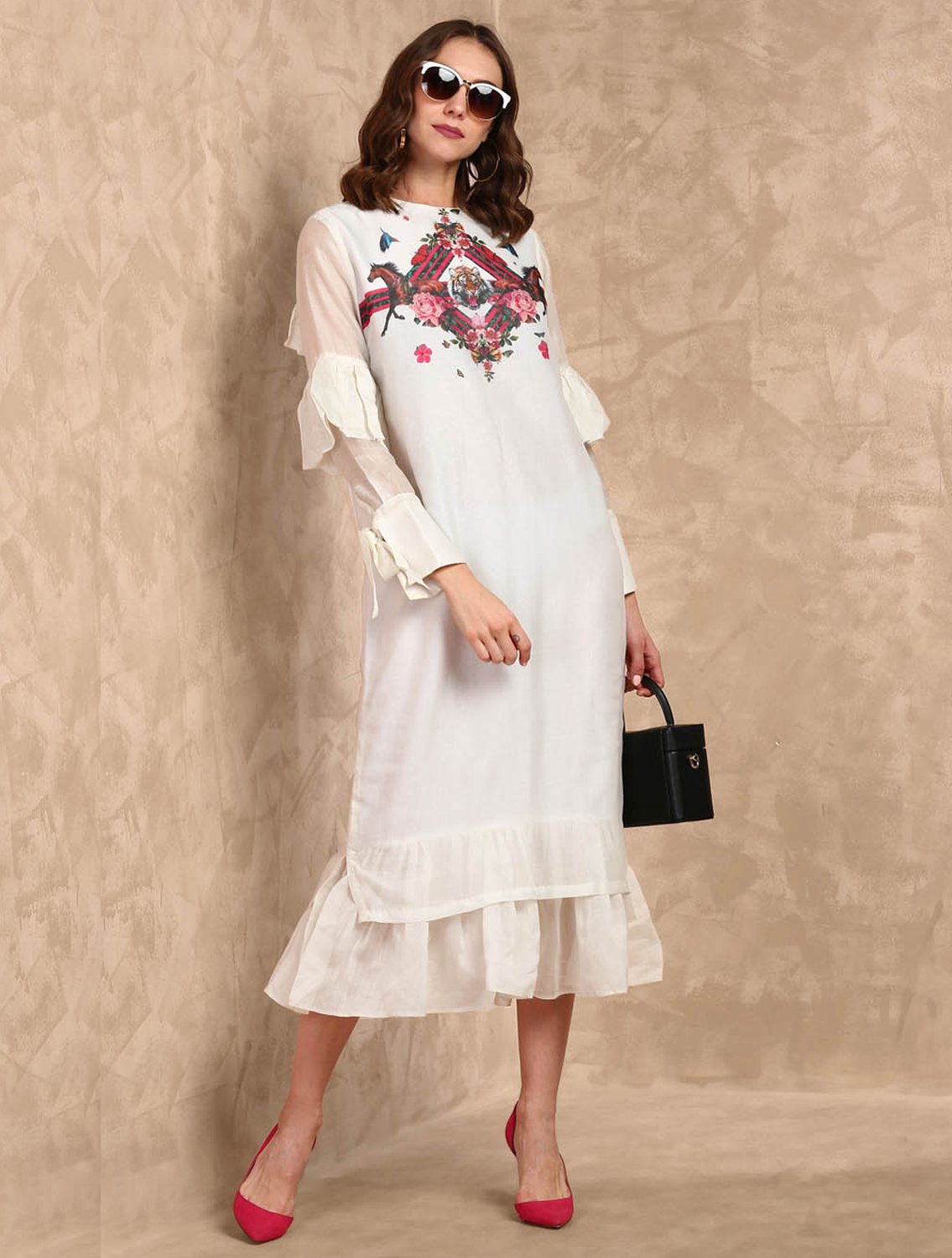 Latiger Ruffle Cotton Dress Front