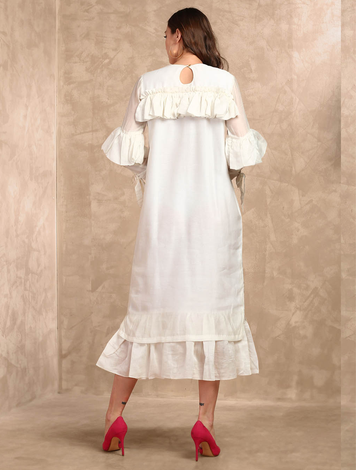 Latiger Ruffle Cotton Dress Back