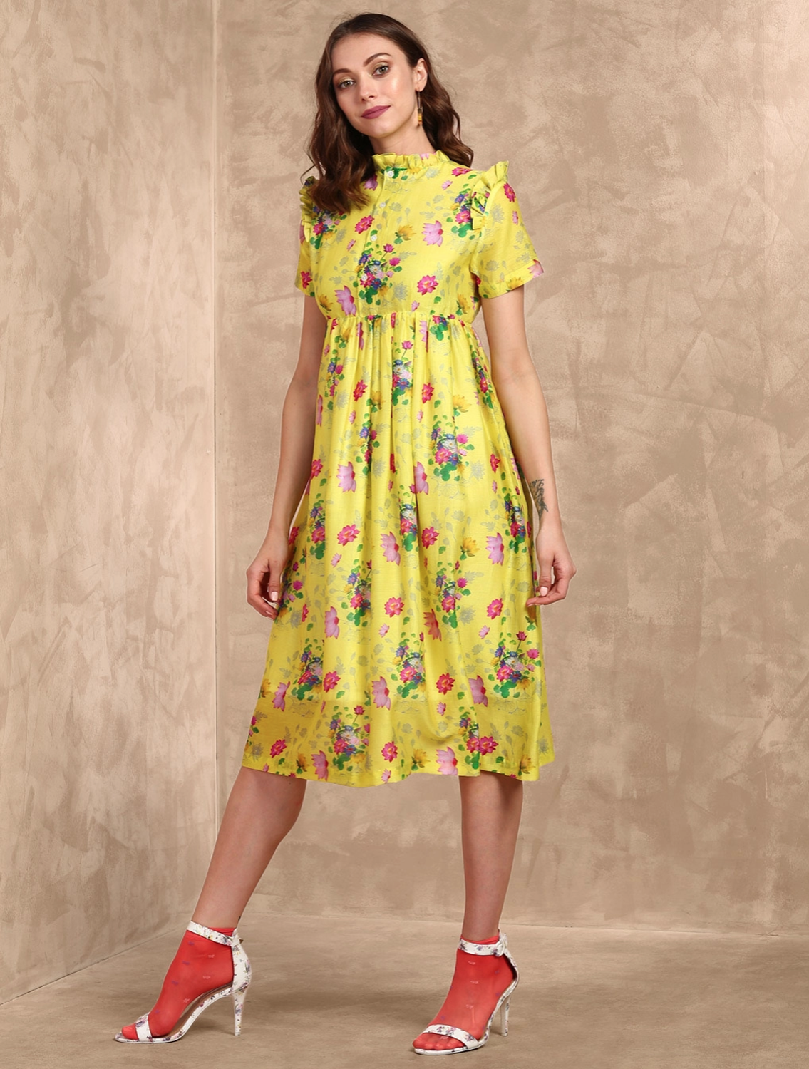 Summer Yellow Printed Dress