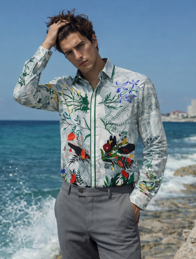 Image of Obelisk Grey Printed Shirt