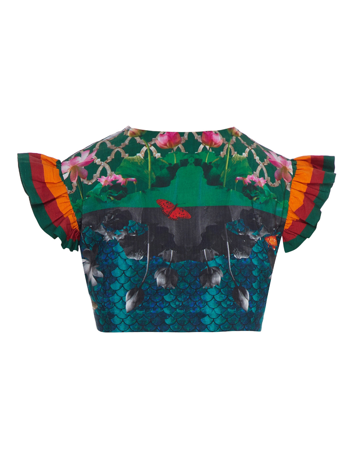 Ariana Striper Ruffle on Shoulder Blouse