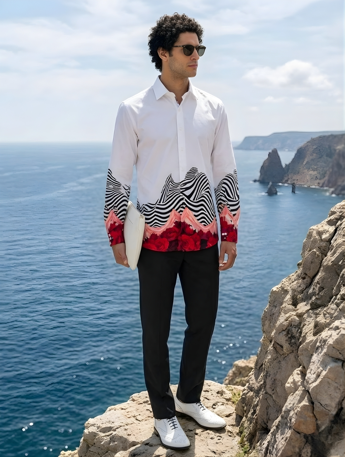 White Wave Printed Shirt