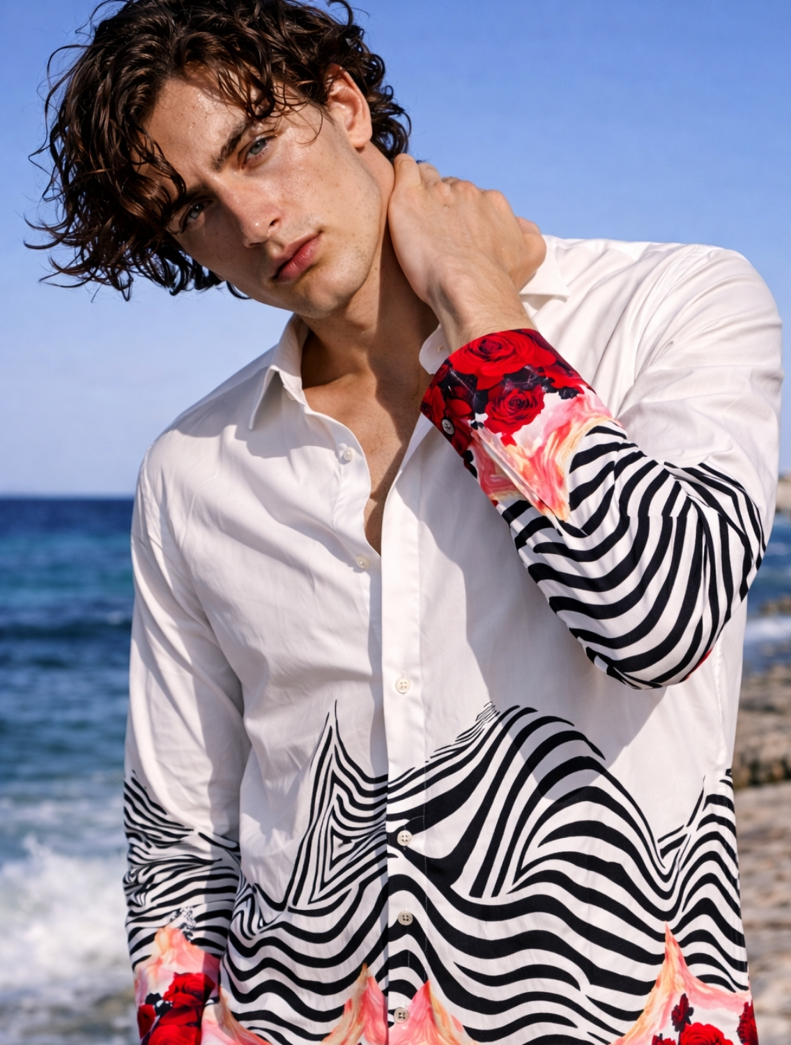 White Wave Printed Shirt