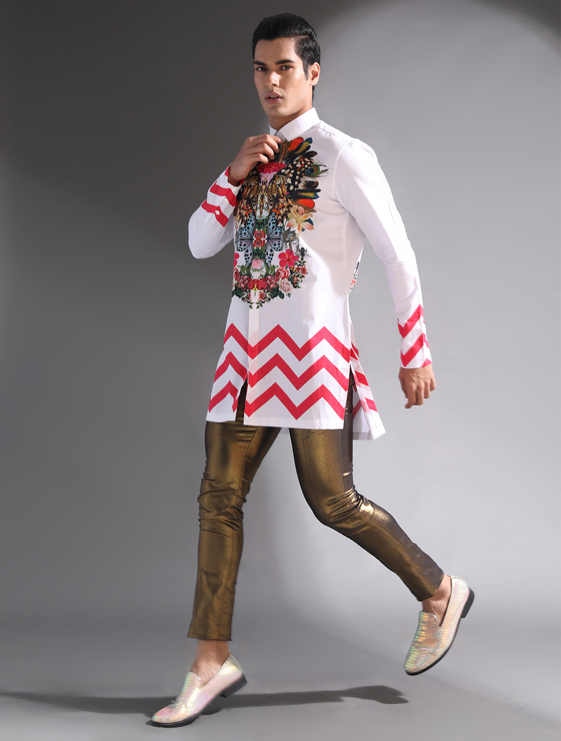 Wakka White Printed Long Shirt