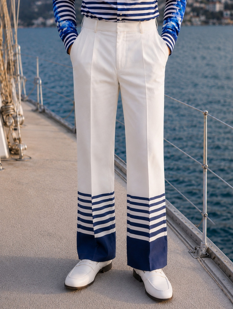 Image of Breton Stripes Printed Trousers