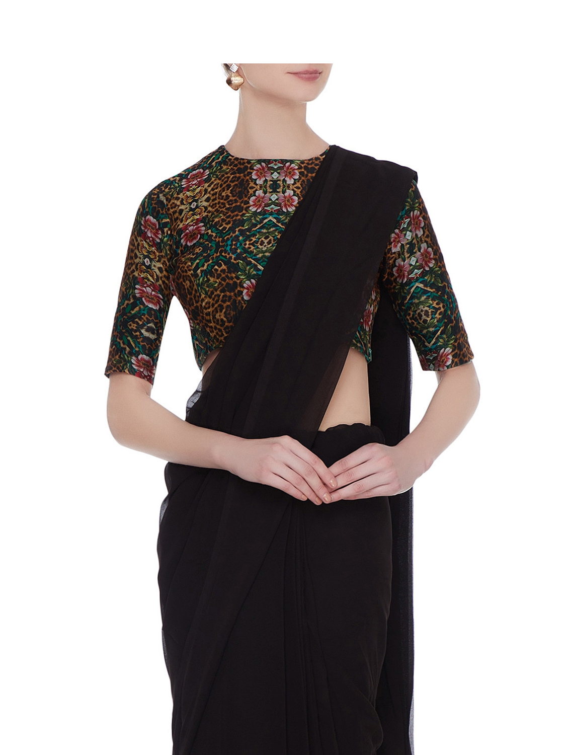 Azel Leopard Flora Print Blouse