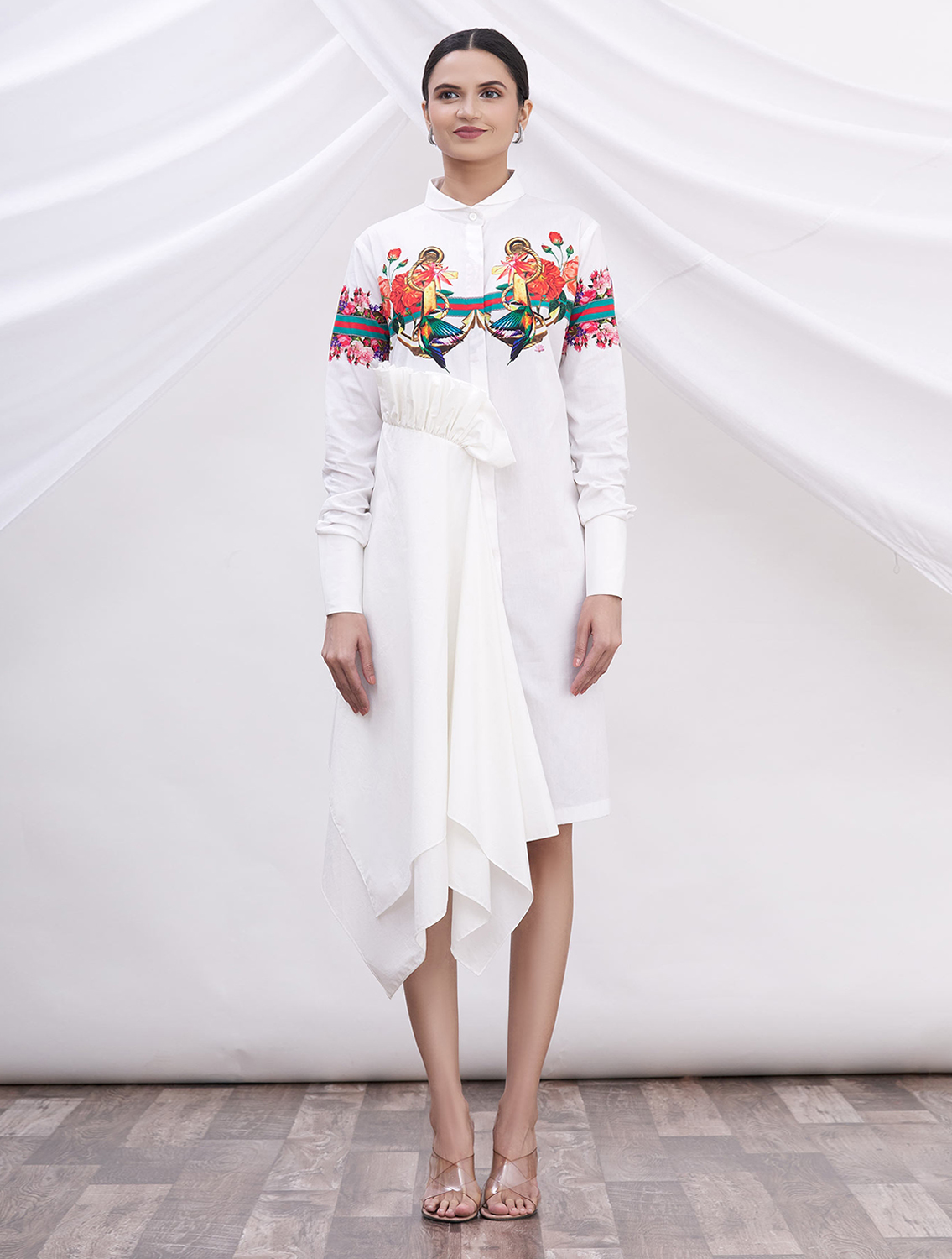 Dashley White Signature Printed Shirt Dress