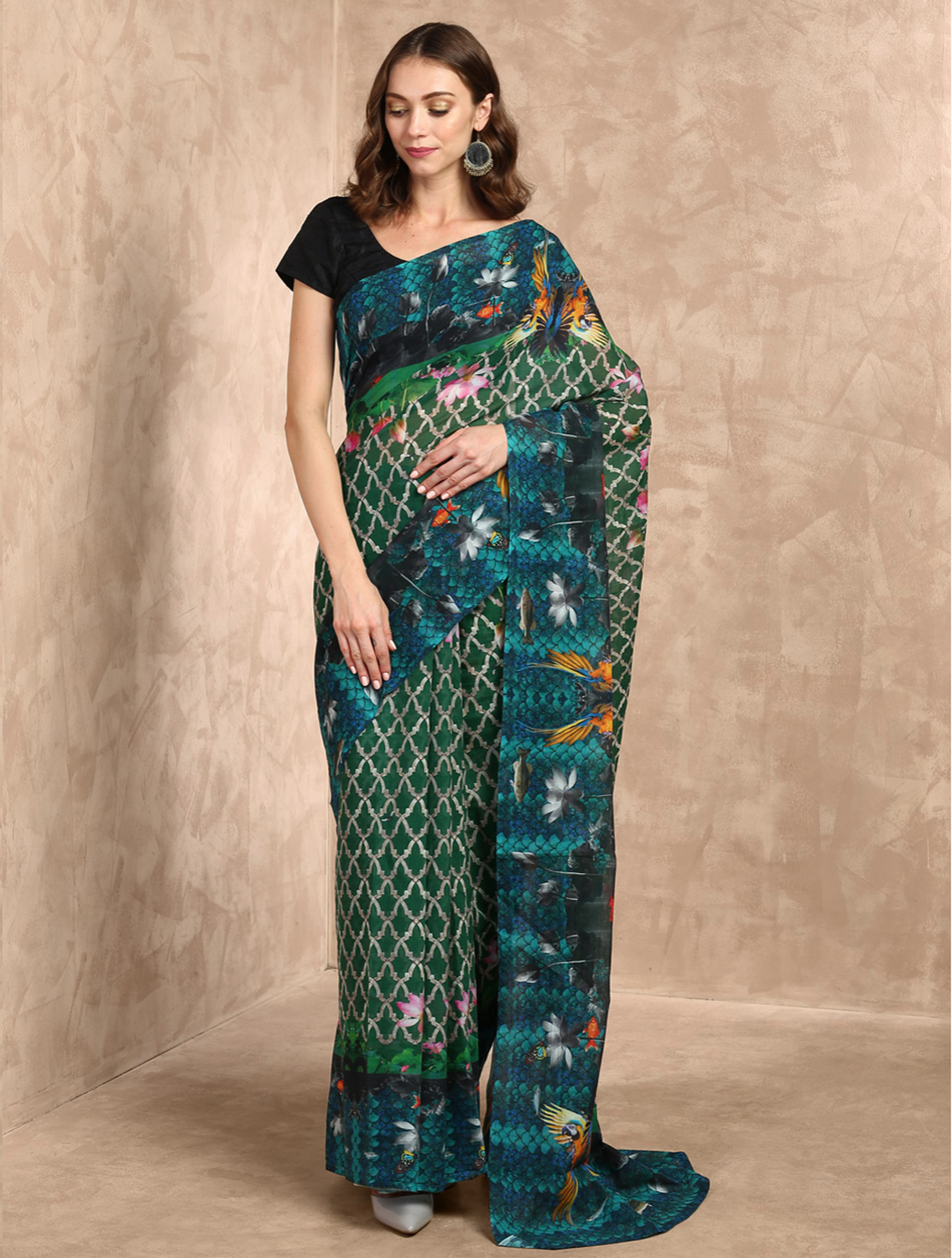 Neuf Printed Handloom Cotton Saree