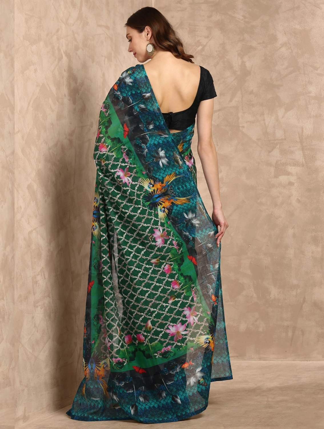 Neuf Printed Handloom Cotton Saree Back