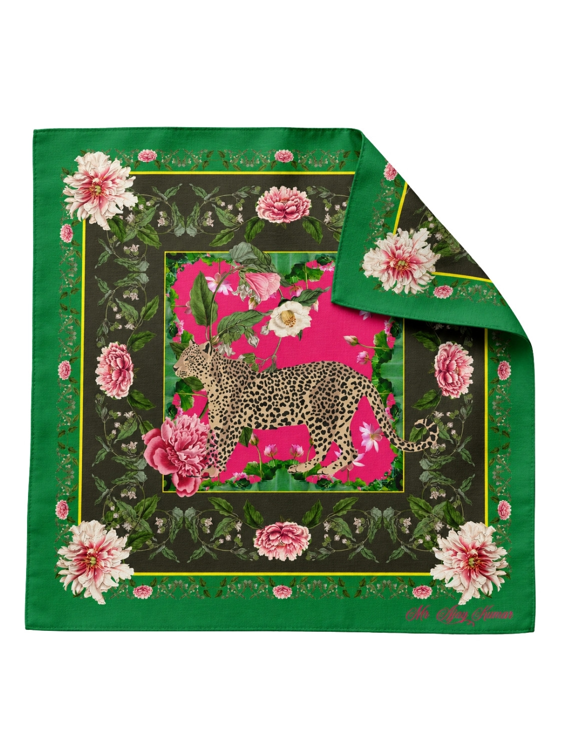 Green Leopard Cotton Scarf