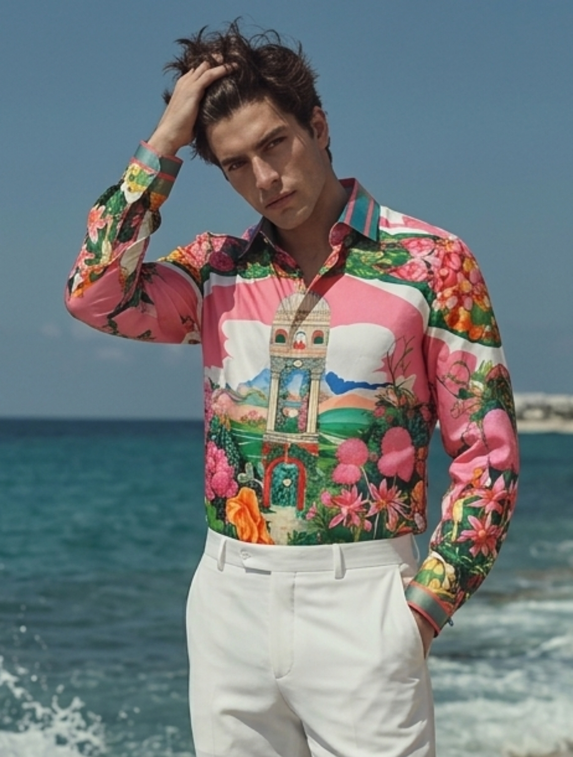 Minaret Peach Printed Shirt