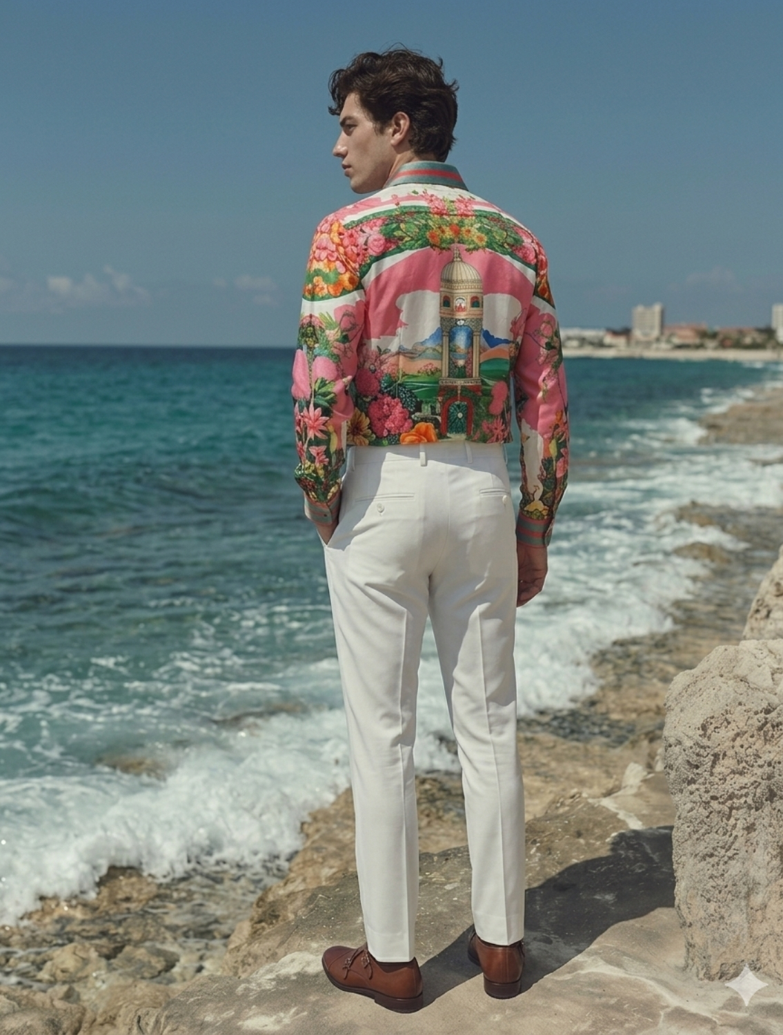 Minaret Peach Printed Shirt