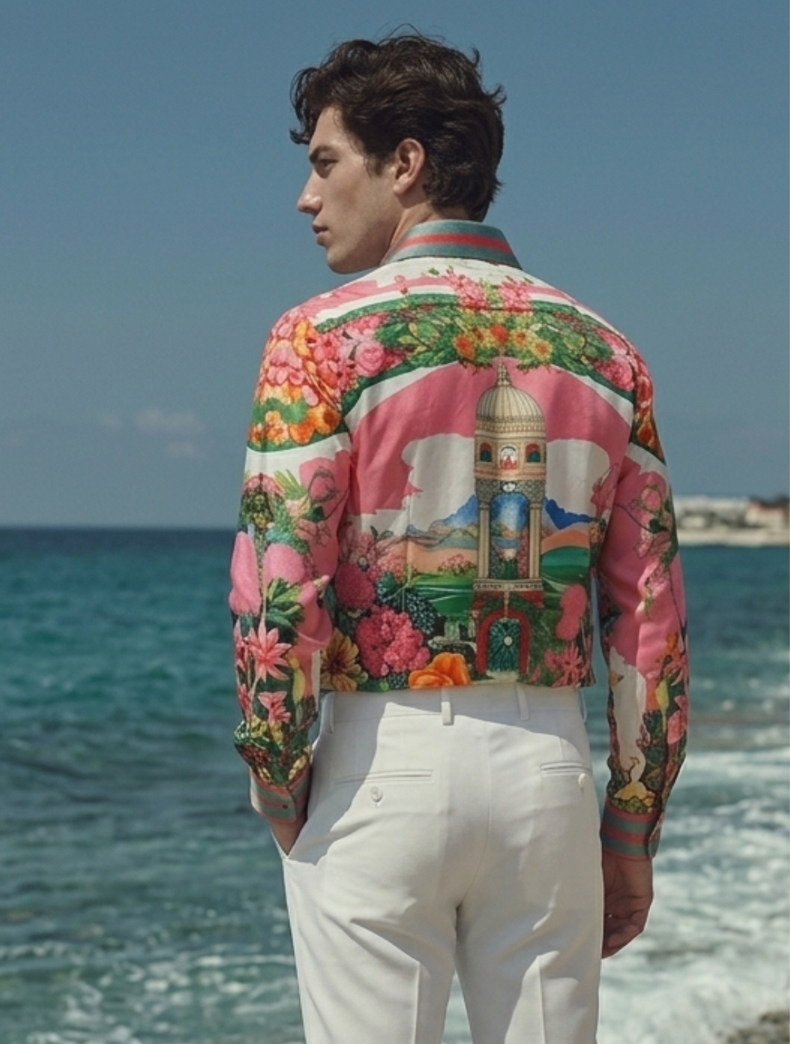 Minaret Peach Printed Shirt