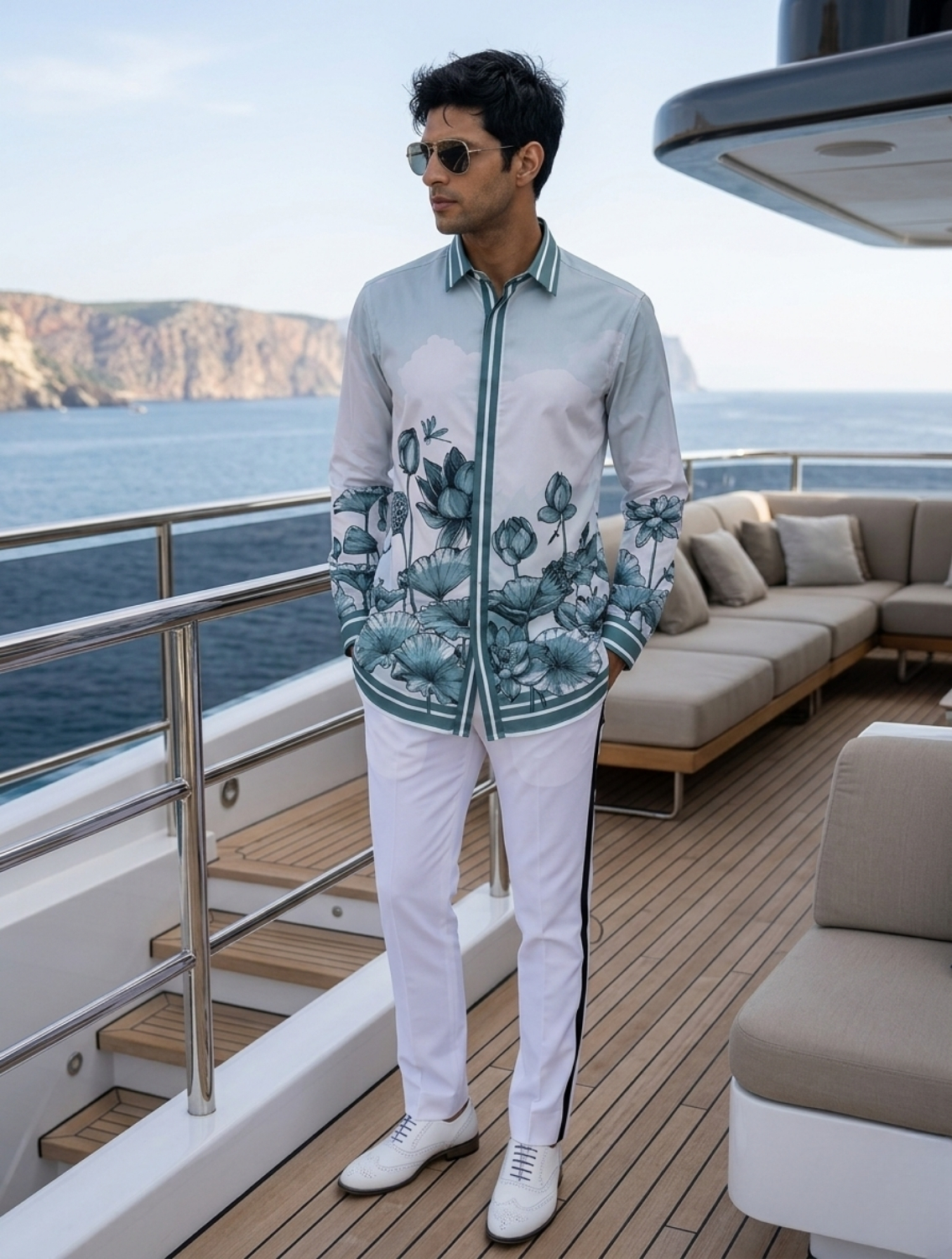 Lotus Blume Grey Printed Shirt