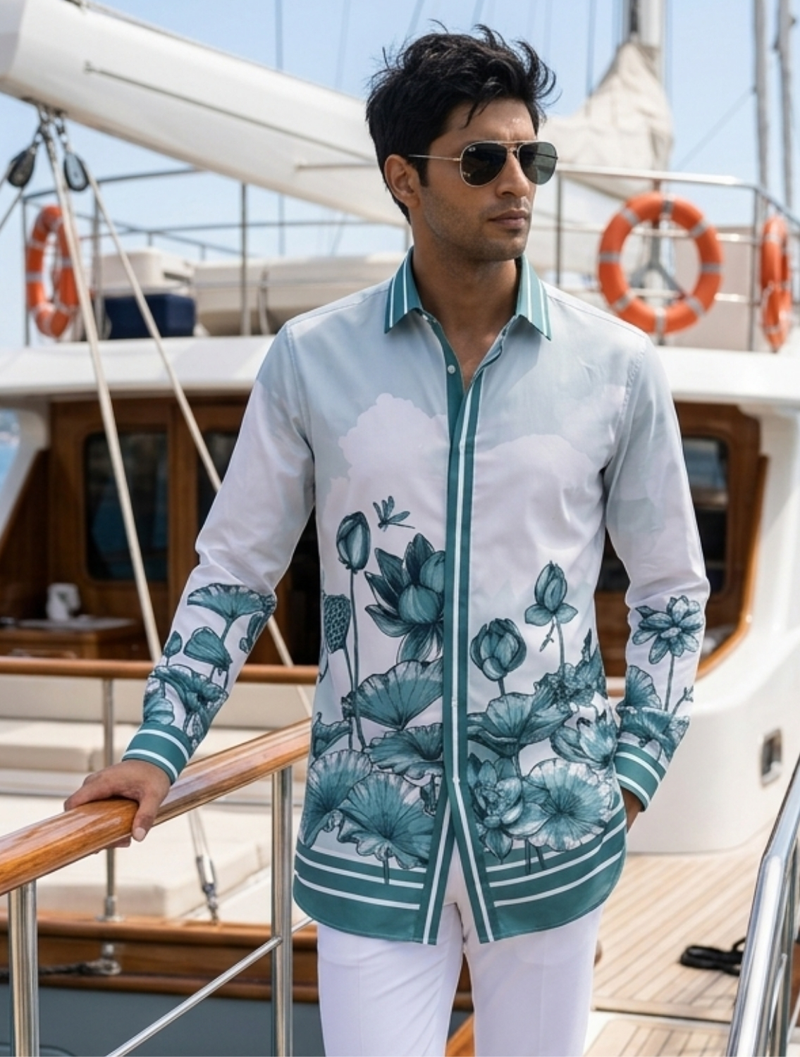 Lotus Blume Grey Printed Shirt