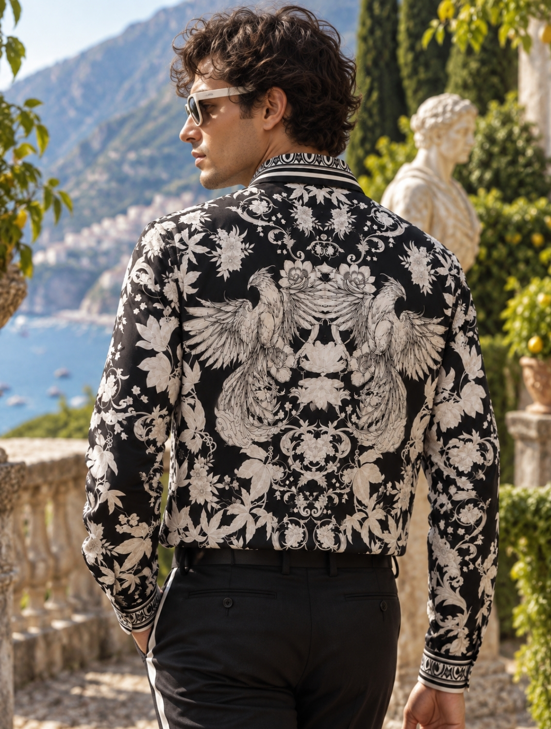 Fawkes Black Engineered Printed Shirt