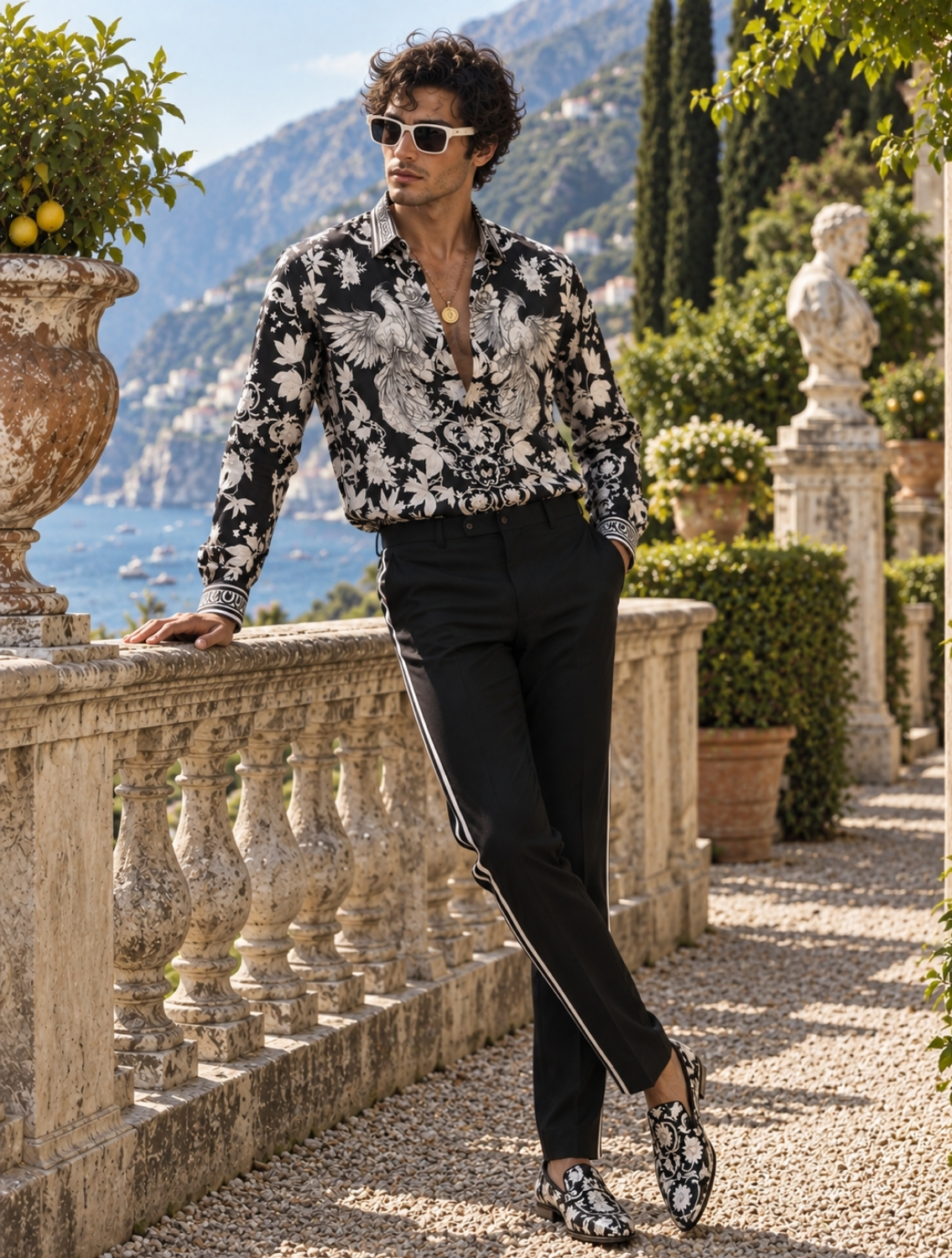 Fawkes Black Engineered Printed Shirt