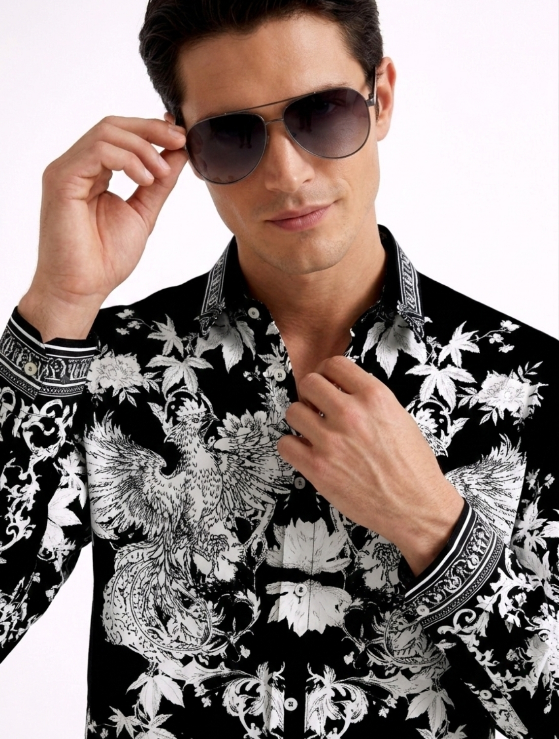 Fawkes Black Engineered Printed Shirt