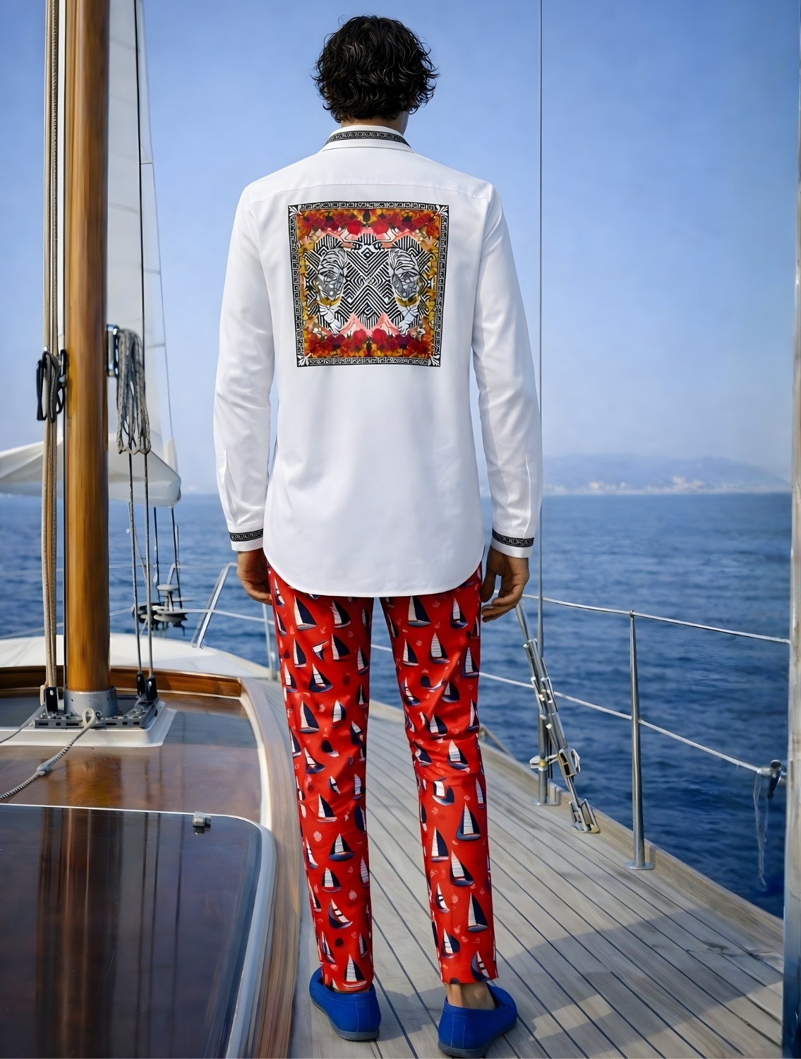 WavTiger White Printed Shirt