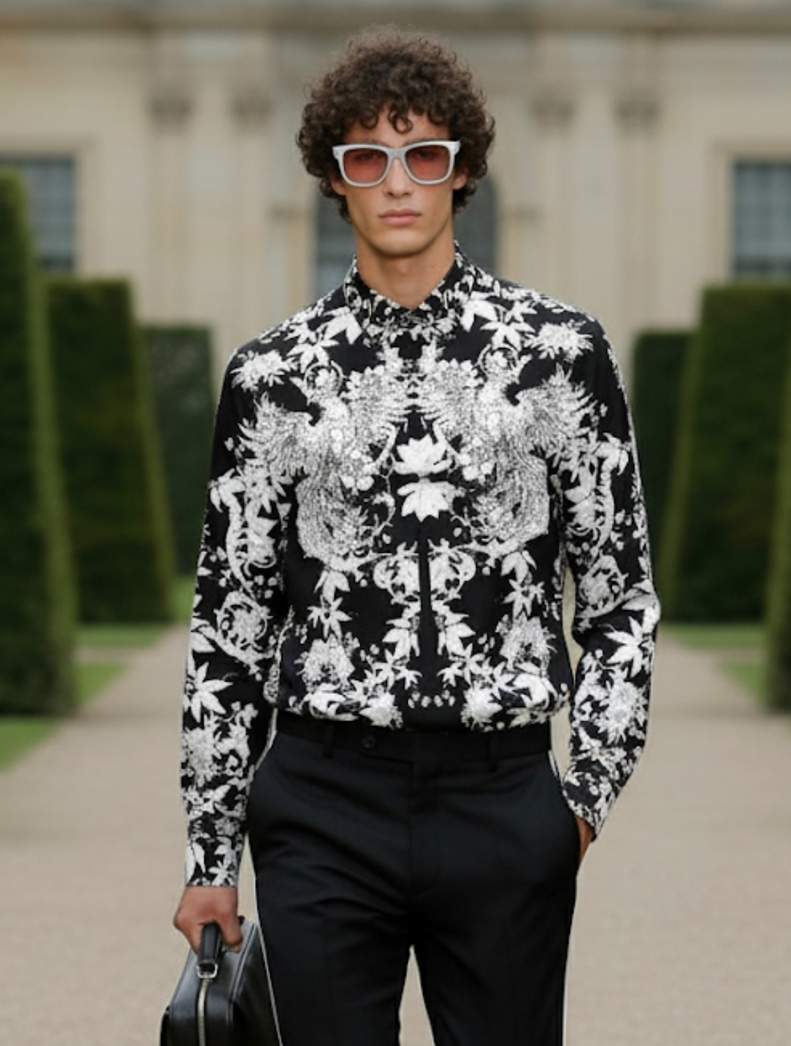 Fawkes Black Engineered Printed Shirt