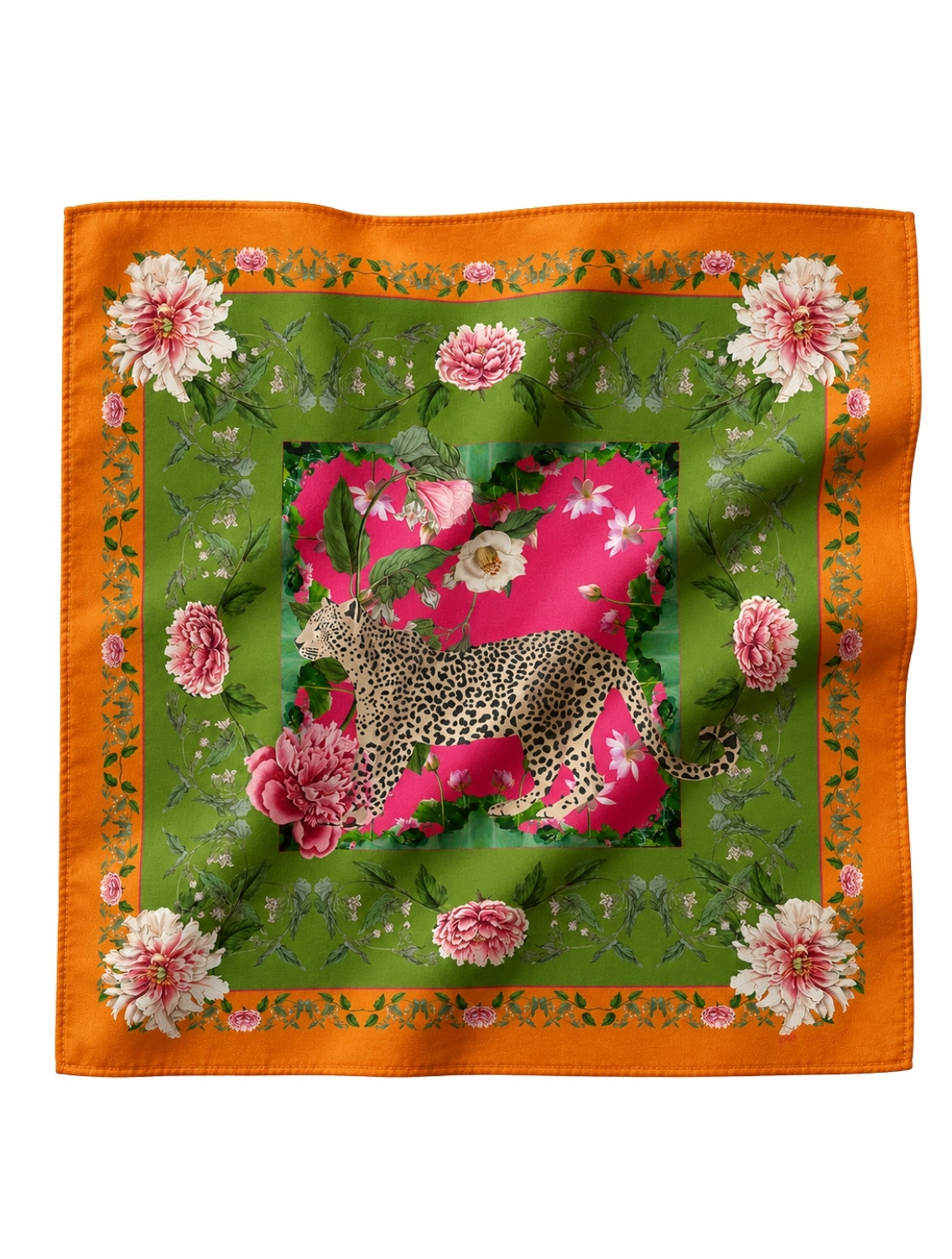 Orange Leopard Cotton Scarf