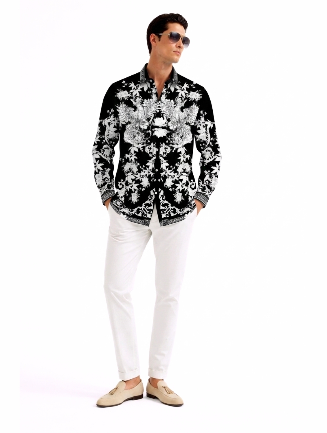 Fawkes Black Engineered Printed Shirt