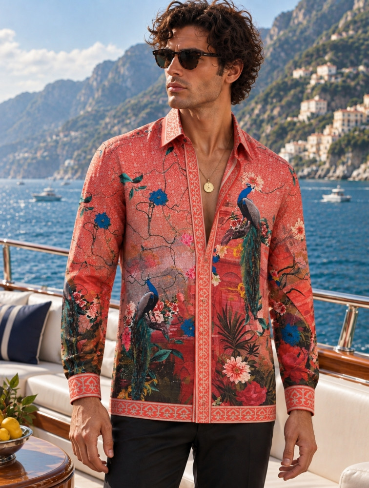 Image of Riyaz Red Printed Shirt