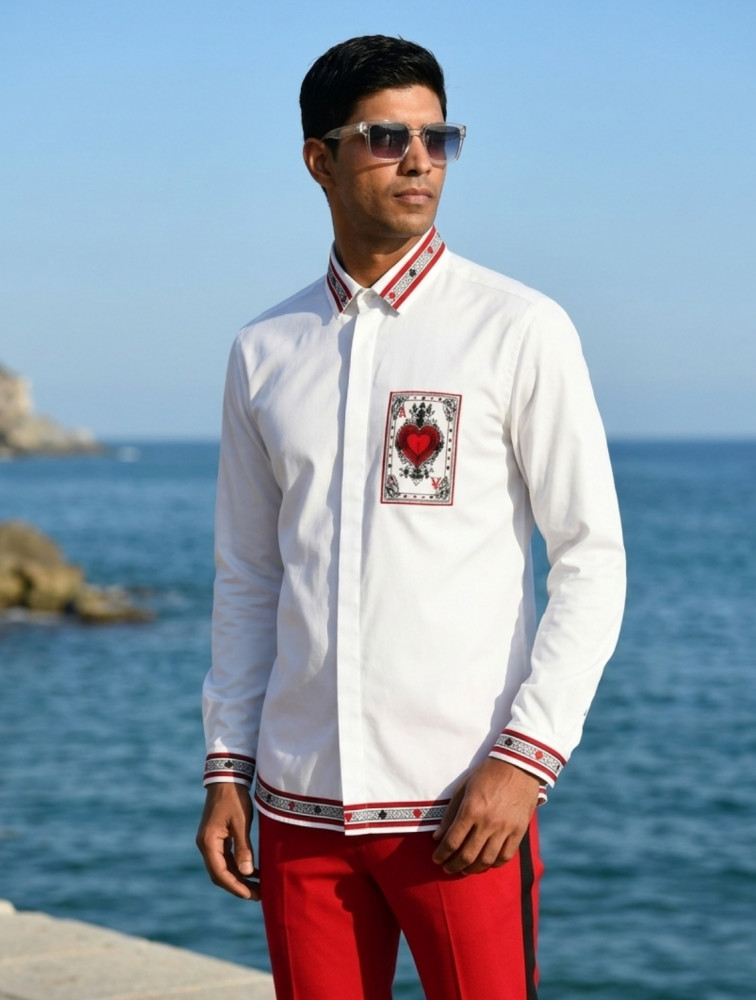 Image of Taash White Printed Shirt