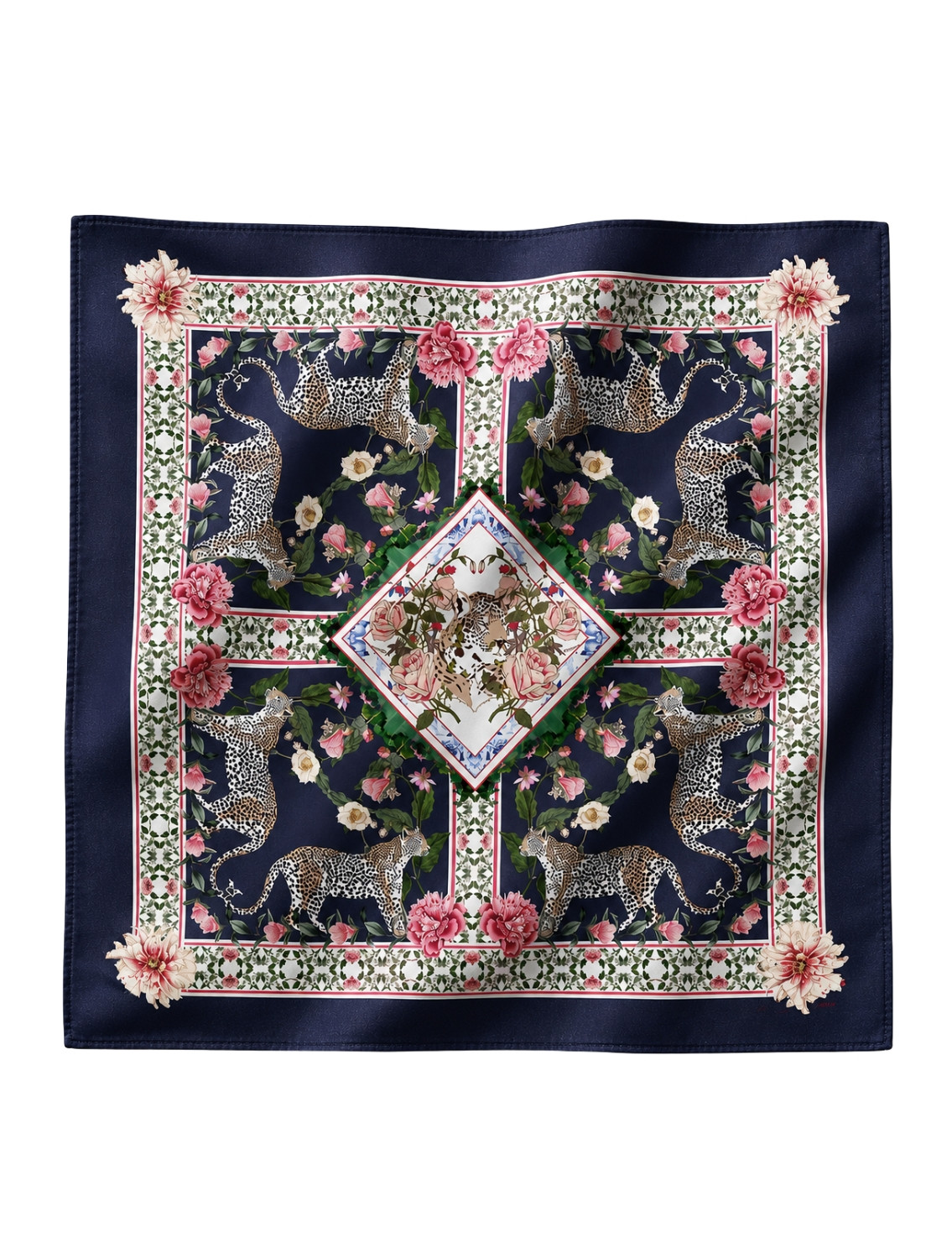 Navy Leopard Pocketsquare
