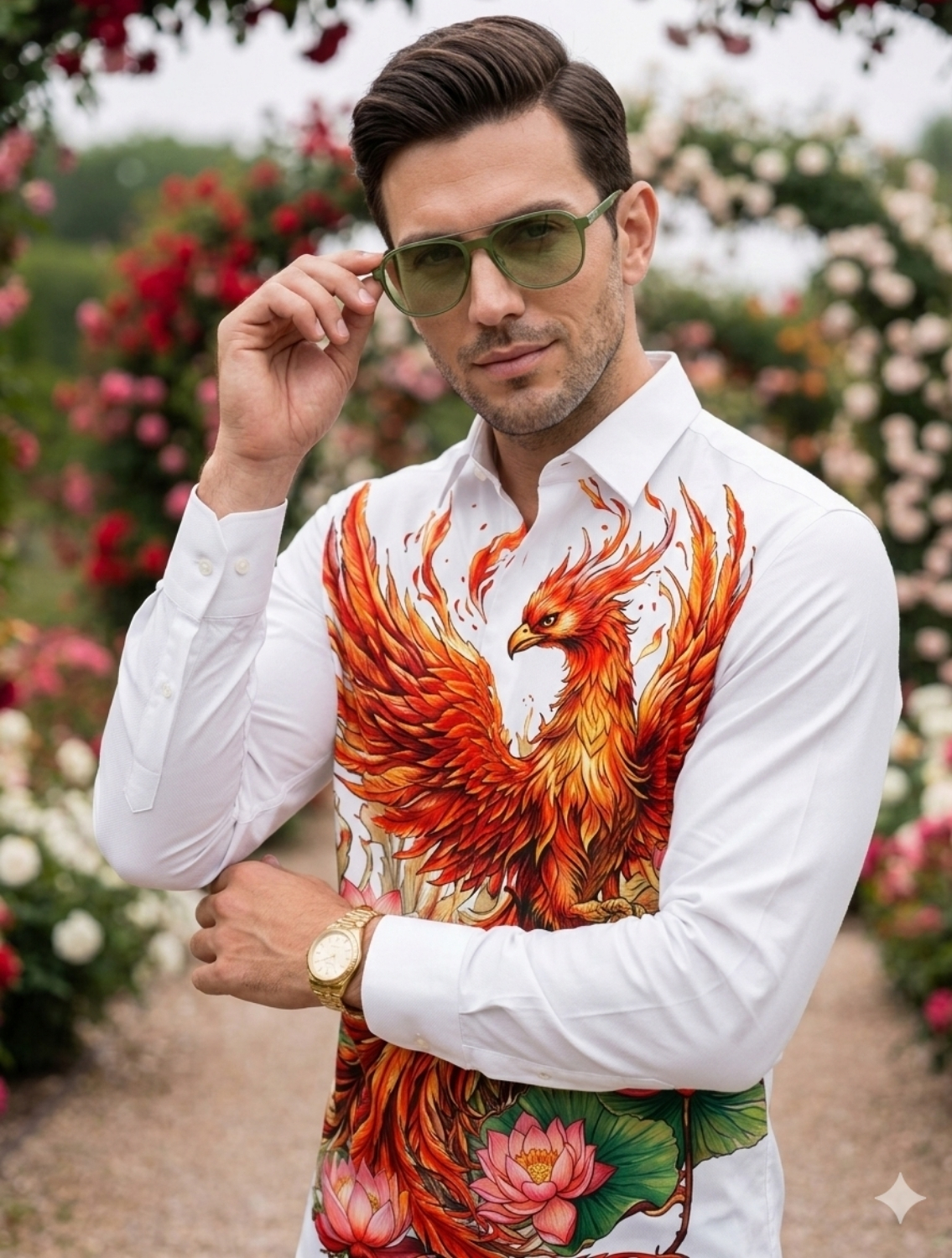 Falcon White Engineered Printed Shirt