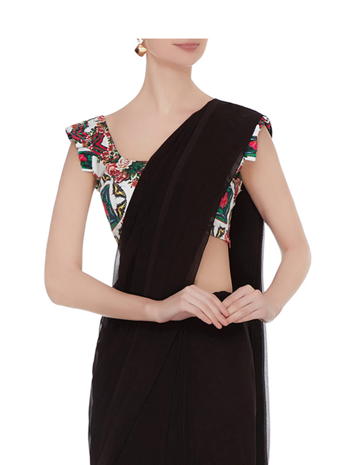 Nush Striper Ruffle on Shoulder Blouse