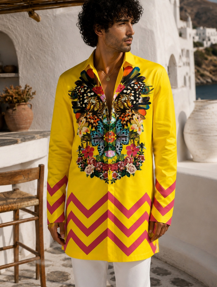 Image of Wakka Yellow Printed Long Shirt