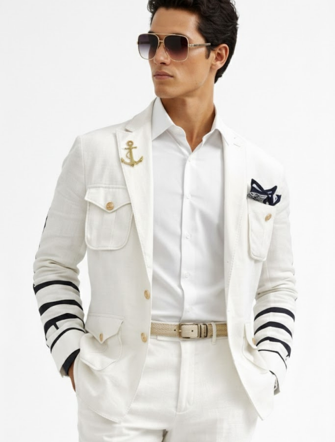 Nautical White Linen Hunter Jacket