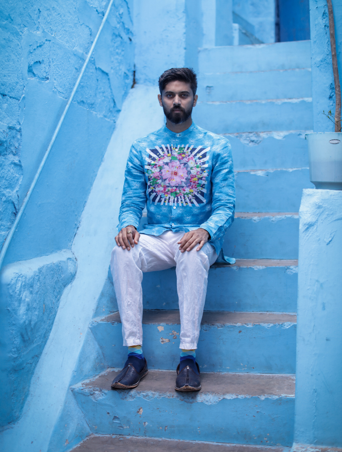 Anush Blue Linen Shirt